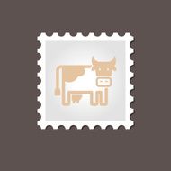 Cow stamp Outline vector illustration