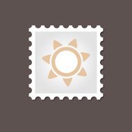 Sun stamp Outline vector illustration