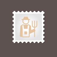 Farmers flat stamp Outline vector illustration
