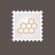 Honeycomb bee stamp Outline vector illustration