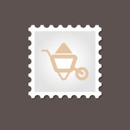 Wheelbarrow carts stamp Outline vector