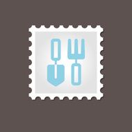 Garden tool stamp Outline vector illustration