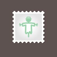 Scarecrow stamp Outline vector illustration