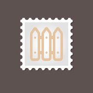 Fence flat stamp Outline vector illustration