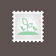 Plant sprout stamp Outline vector illustration