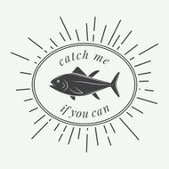 Vintage fishing label log badge