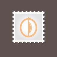 Melon stamp Outline vector illustration