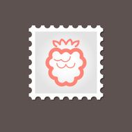 Raspberry stamp Outline vector illustration