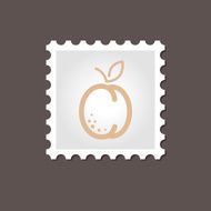 Apricot stamp Outline vector illustration
