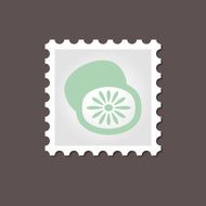 Kiwi stamp Outline vector illustration