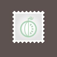 Watermelon stamp Outline vector illustration N2
