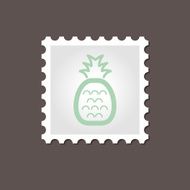 Pineapple stamp Outline vector illustration