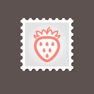 Strawberry stamp Outline vector illustration