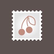 Cherry stamp Outline vector illustration