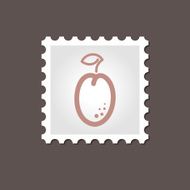 Plum stamp Outline vector illustration
