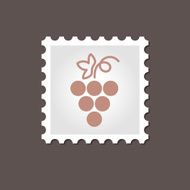 Grapes stamp Outline vector illustration