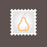 Pear stamp Outline vector illustration