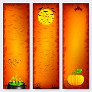 Orange Halloween banners backgrounds set