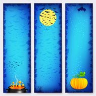 Blue vector Halloween banners backgrounds set