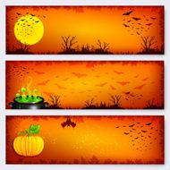 Orange Halloween banners backgrounds set N2