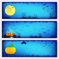 Blue vector Halloween banners backgrounds set N2