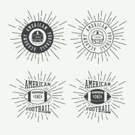 Set of vintage rugby and american football labels emblems