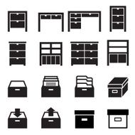 Cabinet &amp; storage icon set N2