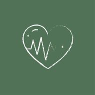 Heart with cardiogram icon drawn in chalk
