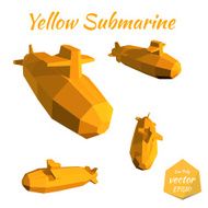 Set submarines isolated on white background Yellow Submarine