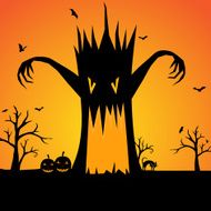 Halloween scary tree silhouette