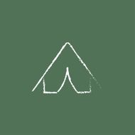 Tent icon drawn in chalk