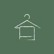 Towel on hanger icon drawn in chalk