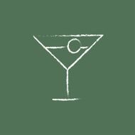 Cocktail glass icon drawn in chalk