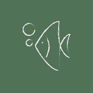 Fish under water icon drawn in chalk