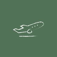 Plane taking off icon drawn in chalk