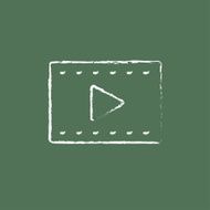 Film frame icon drawn in chalk