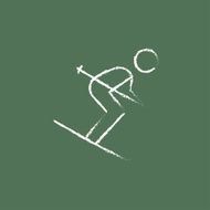 Downhill skiing icon drawn in chalk