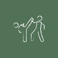 Karate fighters icon drawn in chalk