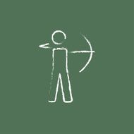 Archer with bow icon drawn in chalk