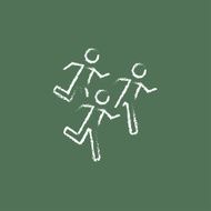 Running men icon drawn in chalk