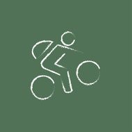 Bike and cyclist icon drawn in chalk