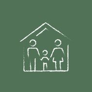 Family house icon drawn in chalk N3
