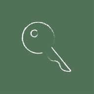 Key for house icon drawn in chalk