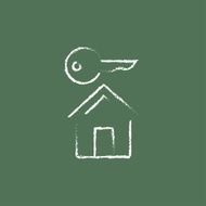 Key for house icon drawn in chalk N2