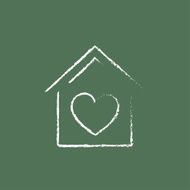 House with heart symbol icon drawn in chalk