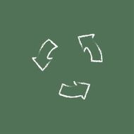 Replay button icon drawn in chalk
