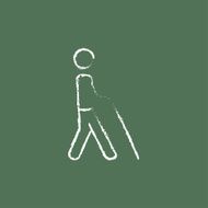 Blind man with stick icon drawn in chalk