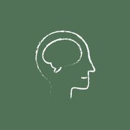 Human head with brain icon drawn in chalk