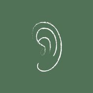Human ear icon drawn in chalk