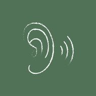 Human ear icon drawn in chalk N2